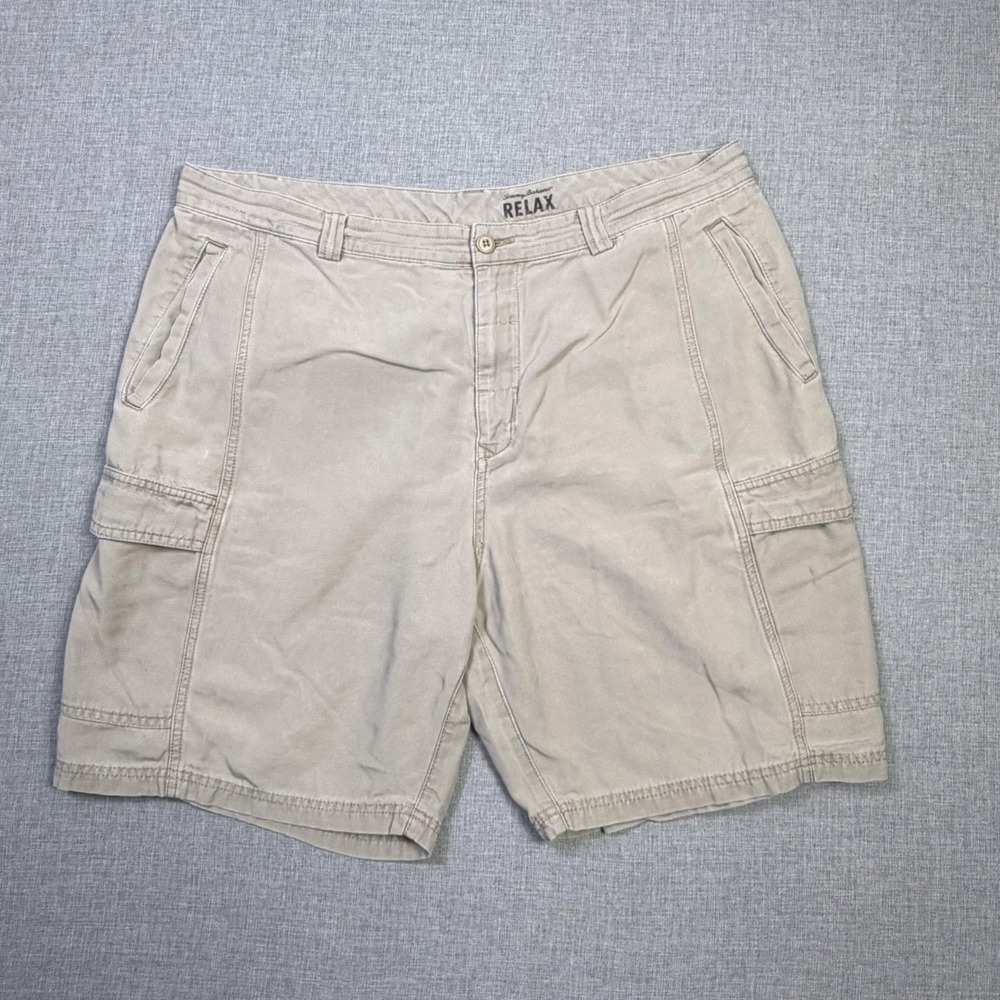 Tommy Bahama Cargo Shorts Mens 40 Beige Lyocell Cotton 9" Inseam Pockets
